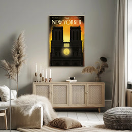 Notre-Dame Silhouette at Sunset, Cultural Poster PosterGoat