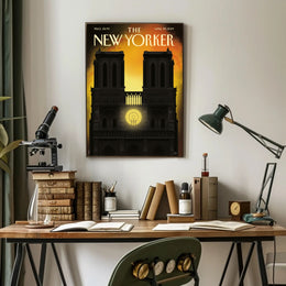 Notre-Dame Silhouette at Sunset, Cultural Poster PosterGoat
