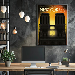 Notre-Dame Silhouette at Sunset, Cultural Poster PosterGoat