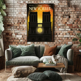 Notre-Dame Silhouette at Sunset, Cultural Poster PosterGoat