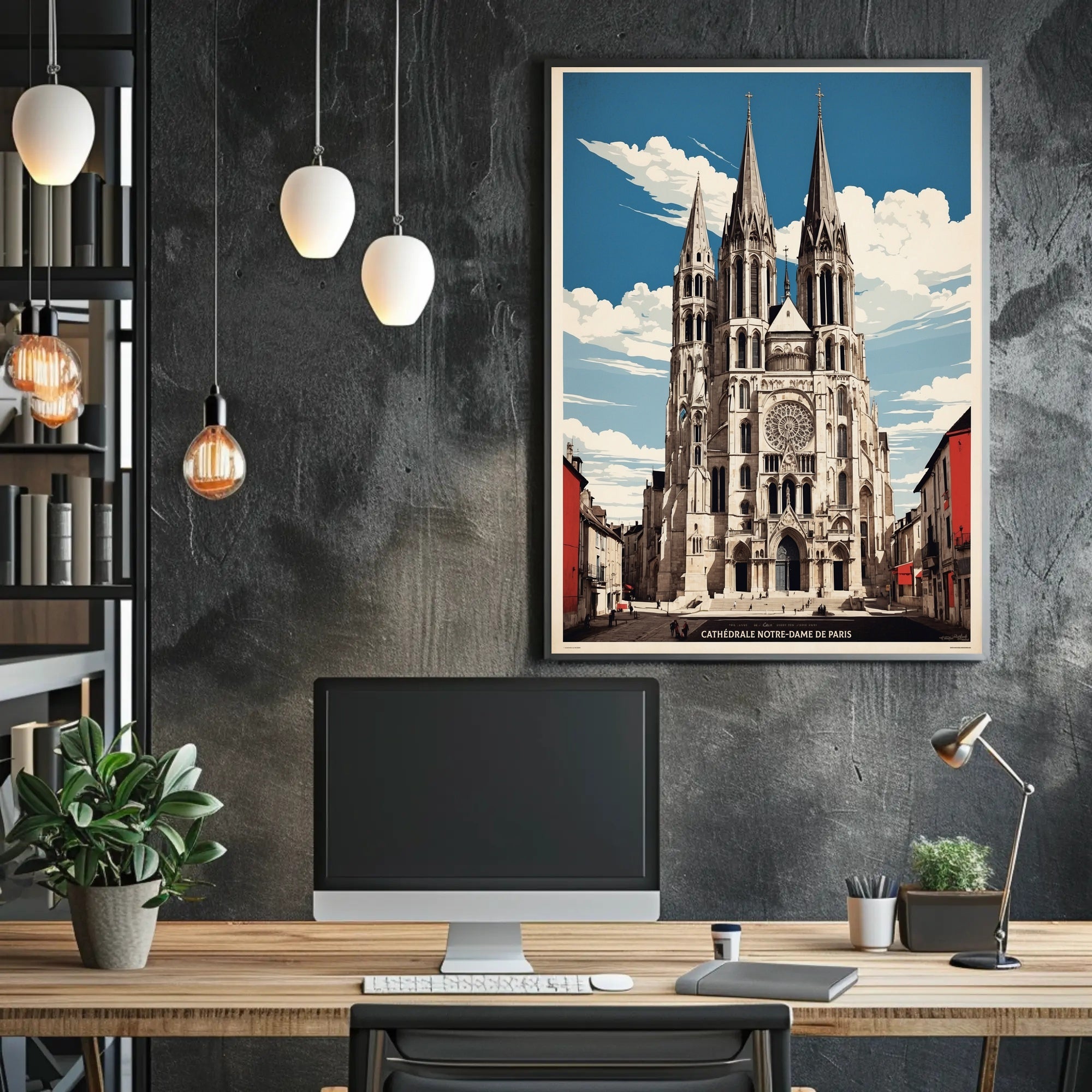 Notre-Dame de Paris Modern Cityscape Urban or Cityscape Poster PosterGoat