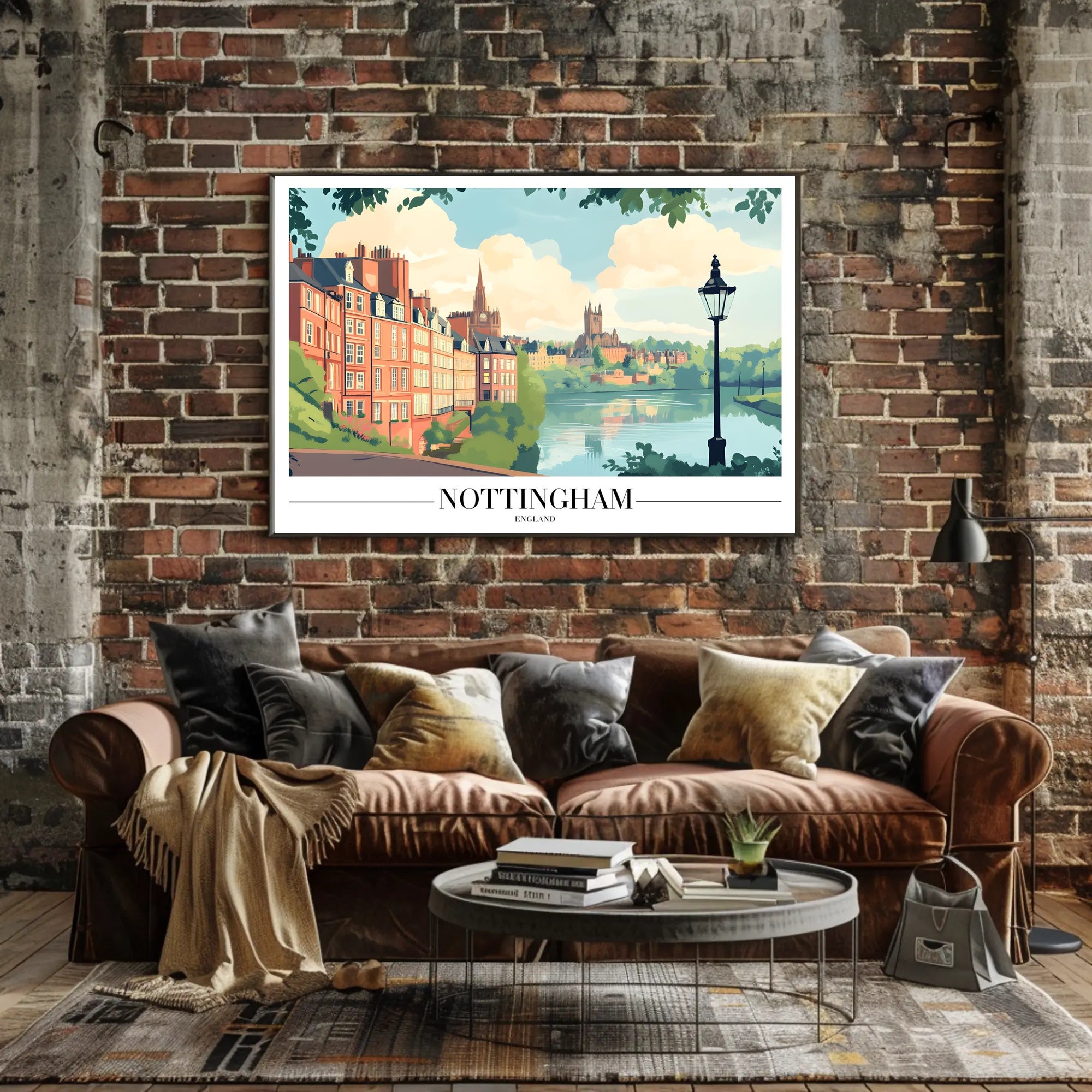 Nottingham Riverside Charm: Scenic Travel Poster PosterGoat