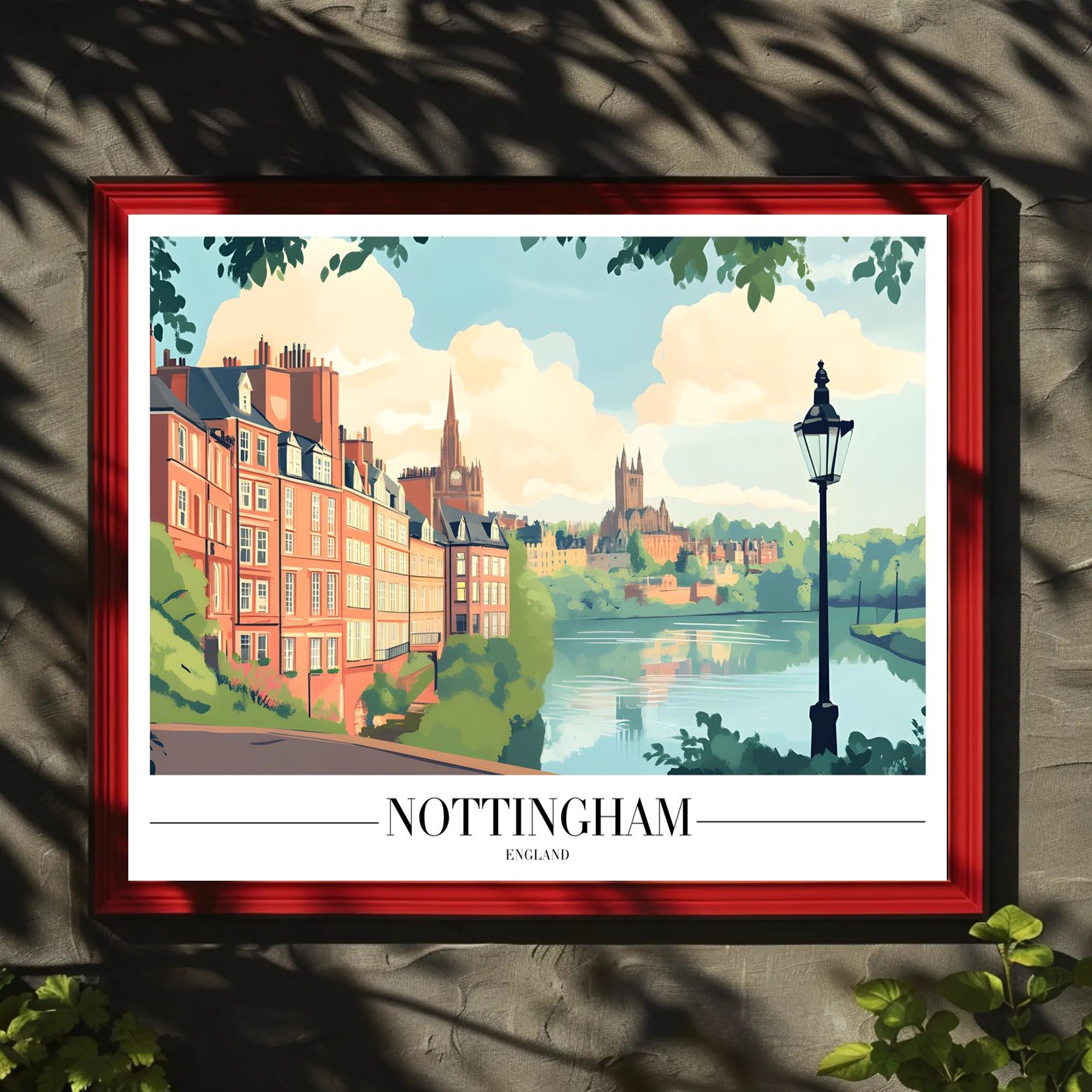 Nottingham Riverside Charm: Scenic Travel Poster PosterGoat