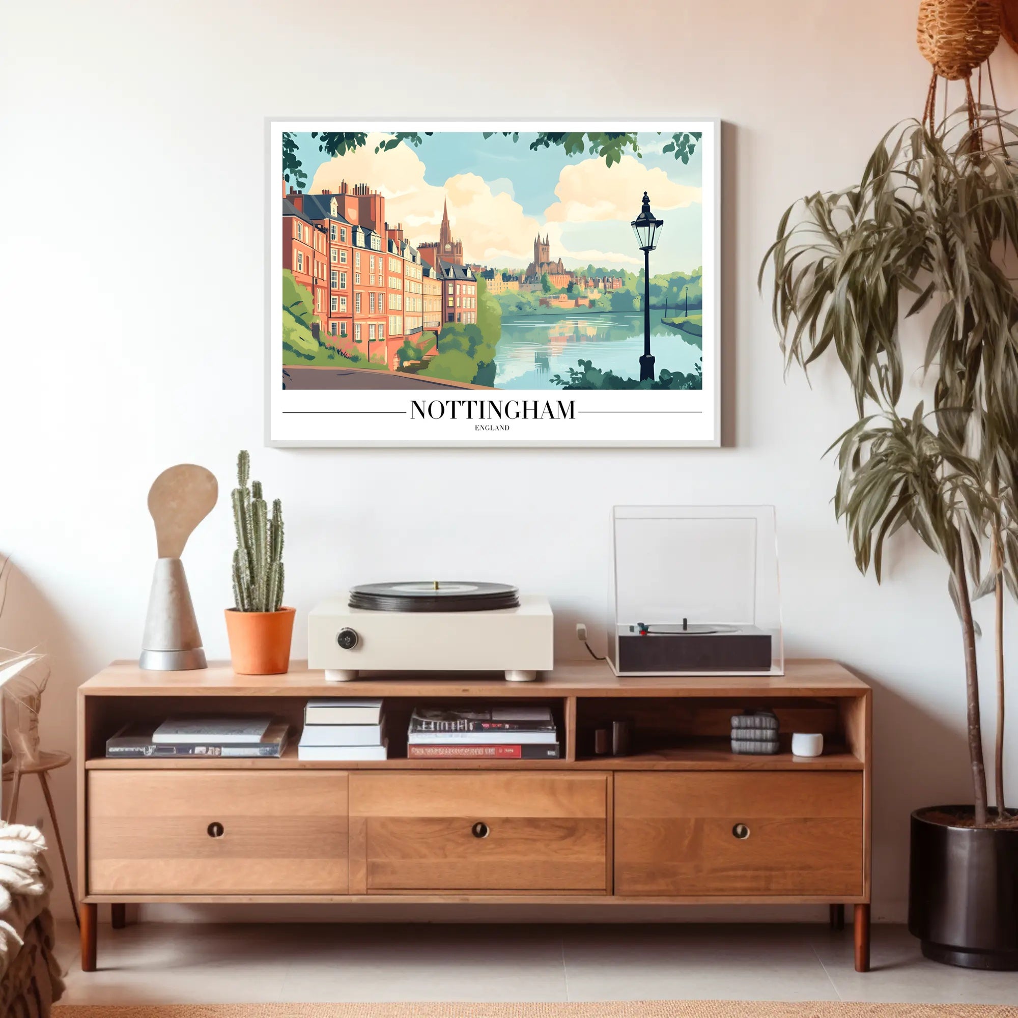 Nottingham Riverside Charm: Scenic Travel Poster PosterGoat