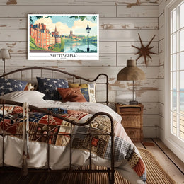 Nottingham Riverside Charm: Scenic Travel Poster PosterGoat
