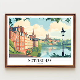 Nottingham Riverside Charm: Scenic Travel Poster PosterGoat