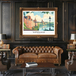 Nottingham Riverside Charm: Scenic Travel Poster PosterGoat