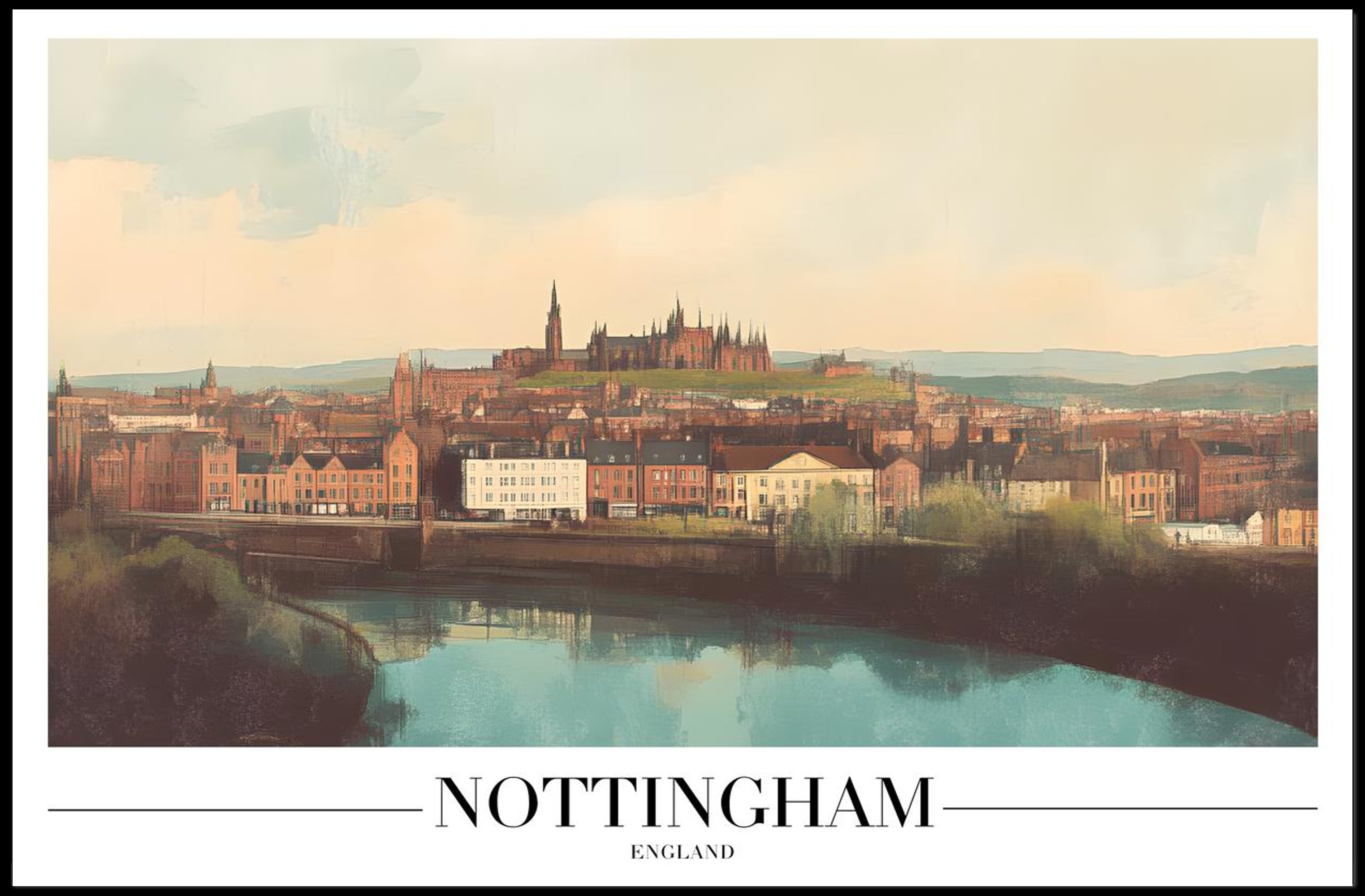 Nottingham Scenic View Urban Cityscape Poster PosterGoat