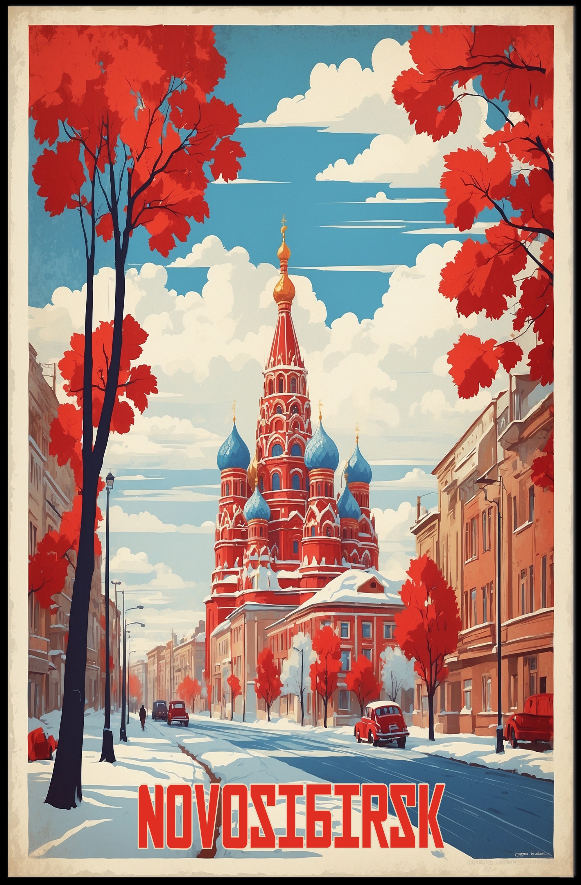 Novosibirsk Cityscape: Russian Architecture Urban or Cityscape Poster PosterGoat