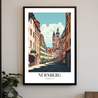 Nürnberg Vintage Architecture Street Scene Urban or Cityscape Poster PosterGoat