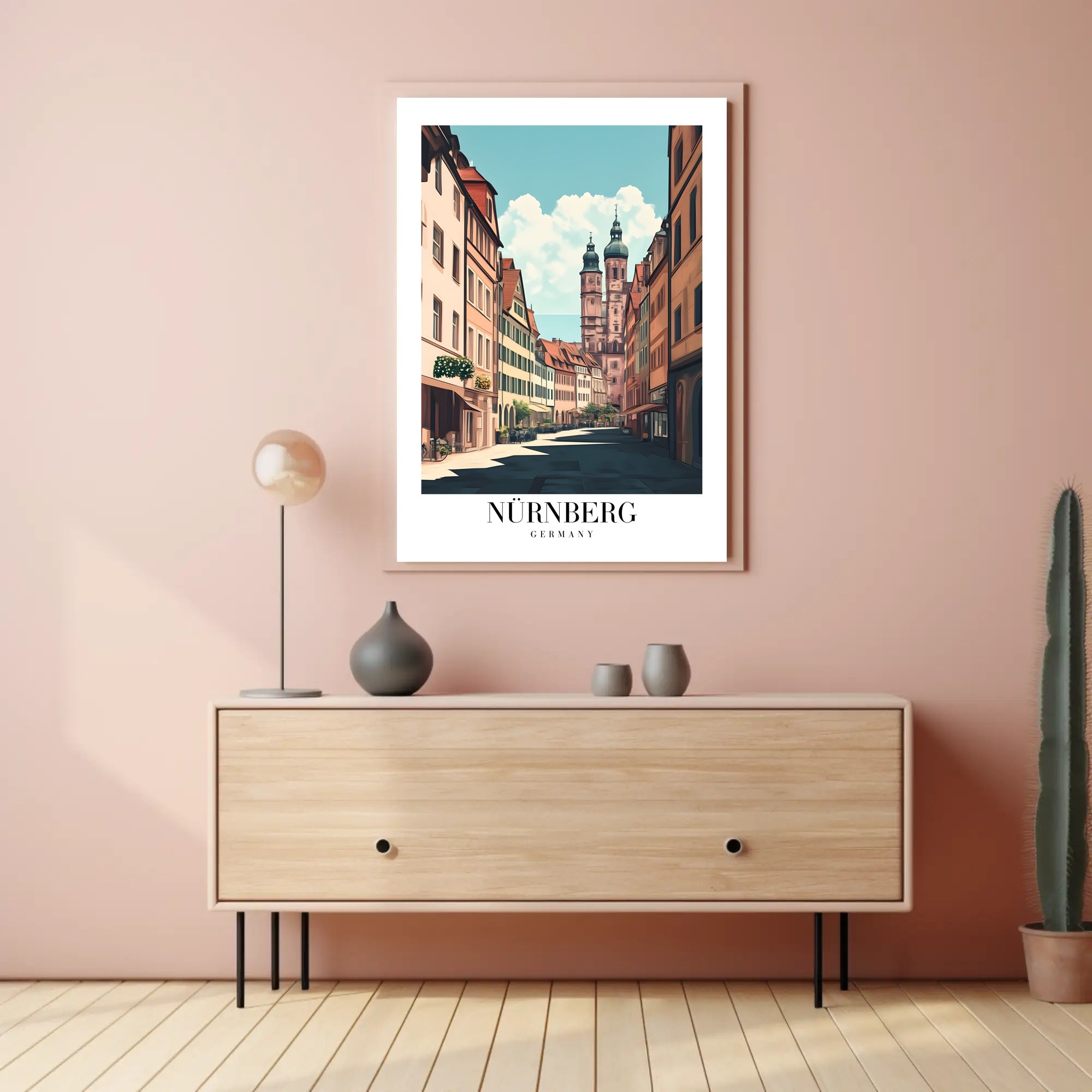 Nürnberg Vintage Architecture Street Scene Urban or Cityscape Poster PosterGoat