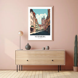 Nürnberg Vintage Architecture Street Scene Urban or Cityscape Poster PosterGoat