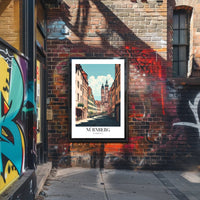 Nürnberg Vintage Architecture Street Scene Urban or Cityscape Poster PosterGoat