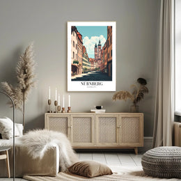 Nürnberg Vintage Architecture Street Scene Urban or Cityscape Poster PosterGoat