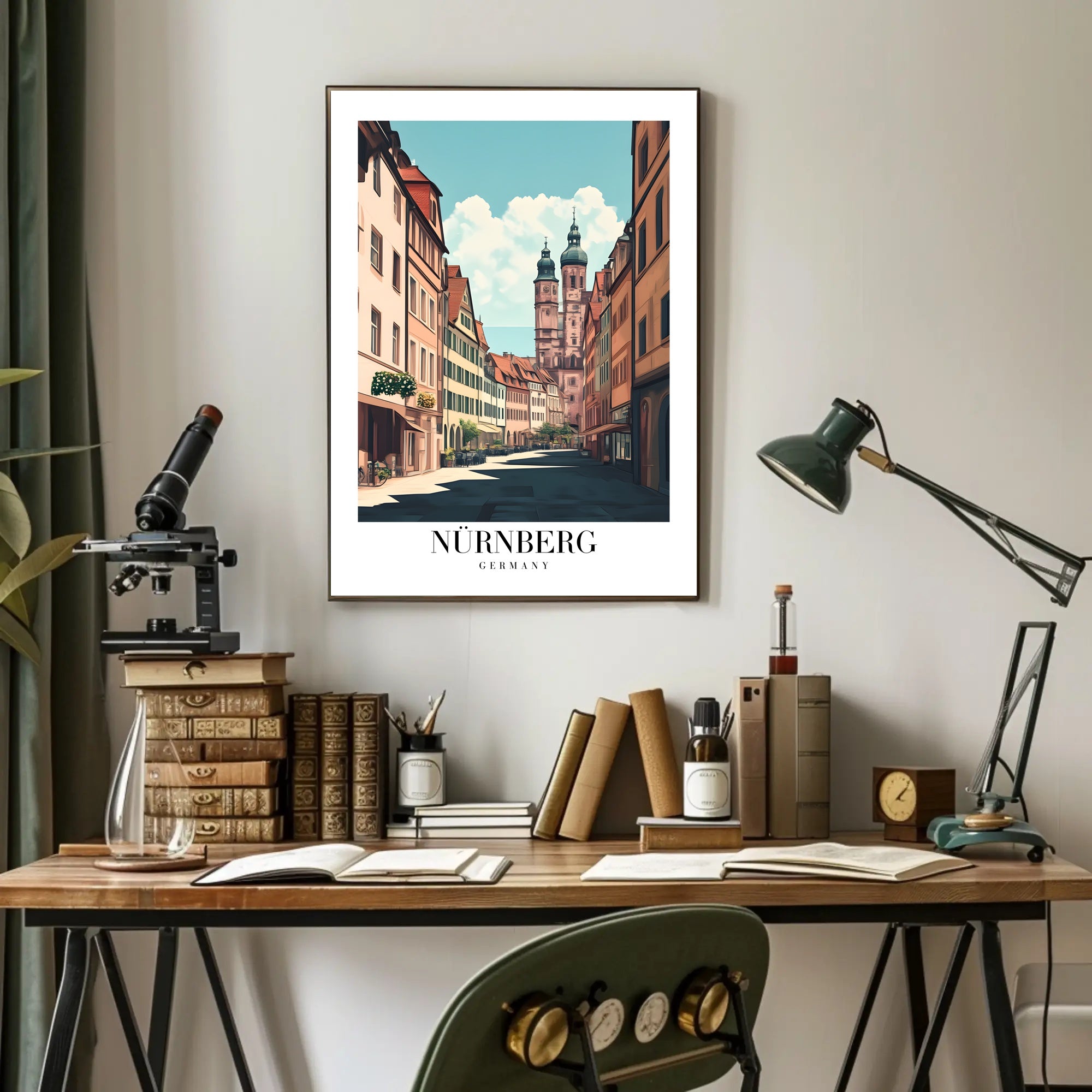 Nürnberg Vintage Architecture Street Scene Urban or Cityscape Poster PosterGoat
