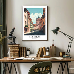 Nürnberg Vintage Architecture Street Scene Urban or Cityscape Poster PosterGoat