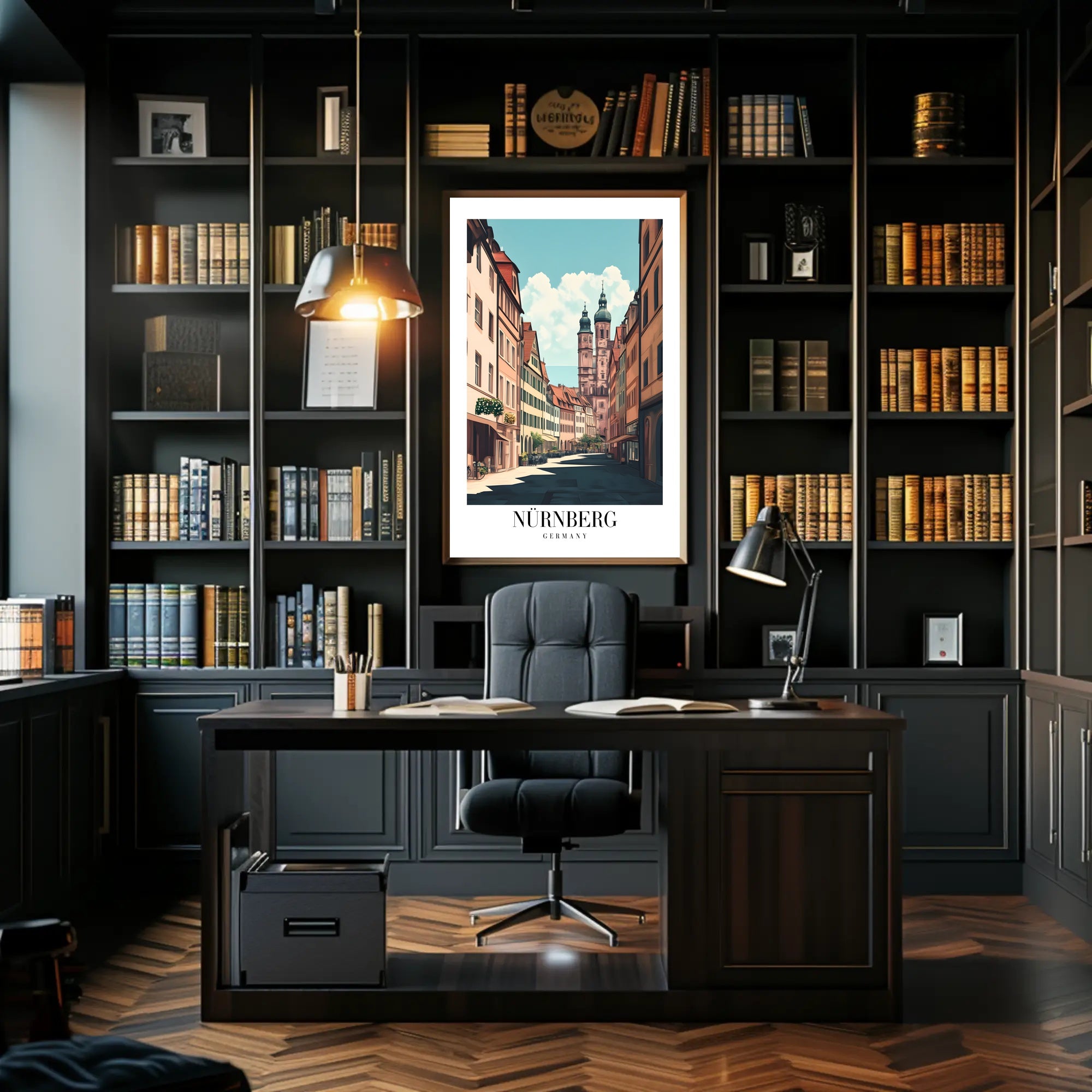 Nürnberg Vintage Architecture Street Scene Urban or Cityscape Poster PosterGoat