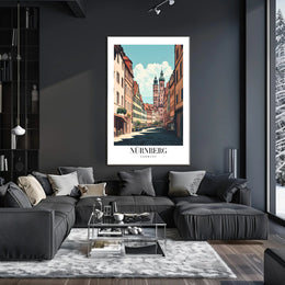 Nürnberg Vintage Architecture Street Scene Urban or Cityscape Poster PosterGoat