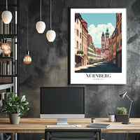 Nürnberg Vintage Architecture Street Scene Urban or Cityscape Poster PosterGoat