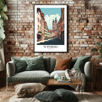 Nürnberg Vintage Architecture Street Scene Urban or Cityscape Poster PosterGoat