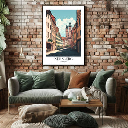 Nürnberg Vintage Architecture Street Scene Urban or Cityscape Poster PosterGoat