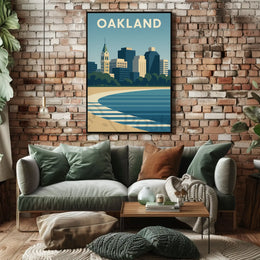 Oakland Skyline Minimalist Urban Landscape Travel Poster PosterGoat