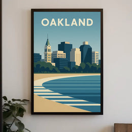 Oakland Skyline Minimalist Urban Landscape Travel Poster PosterGoat