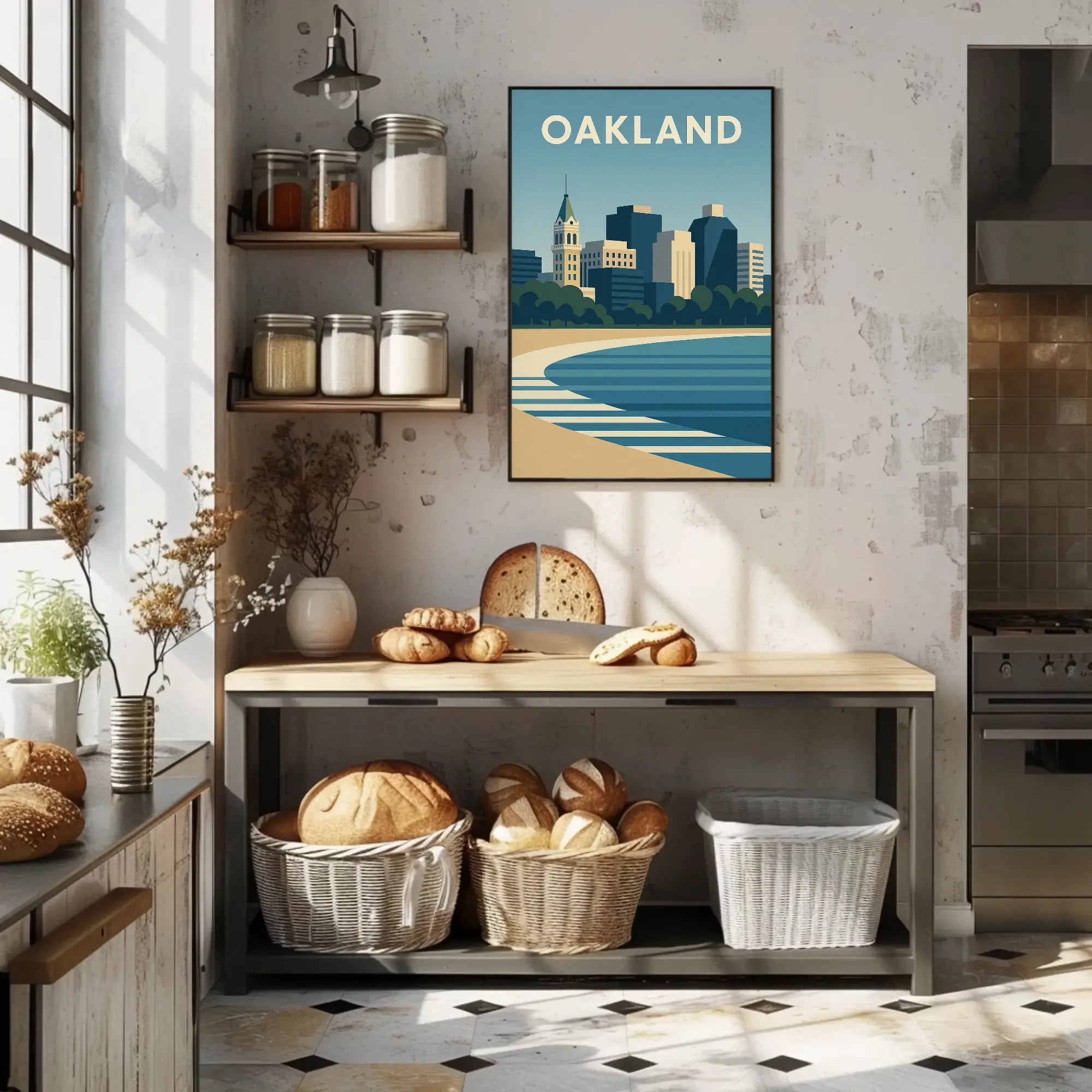 Oakland Skyline Minimalist Urban Landscape Travel Poster PosterGoat