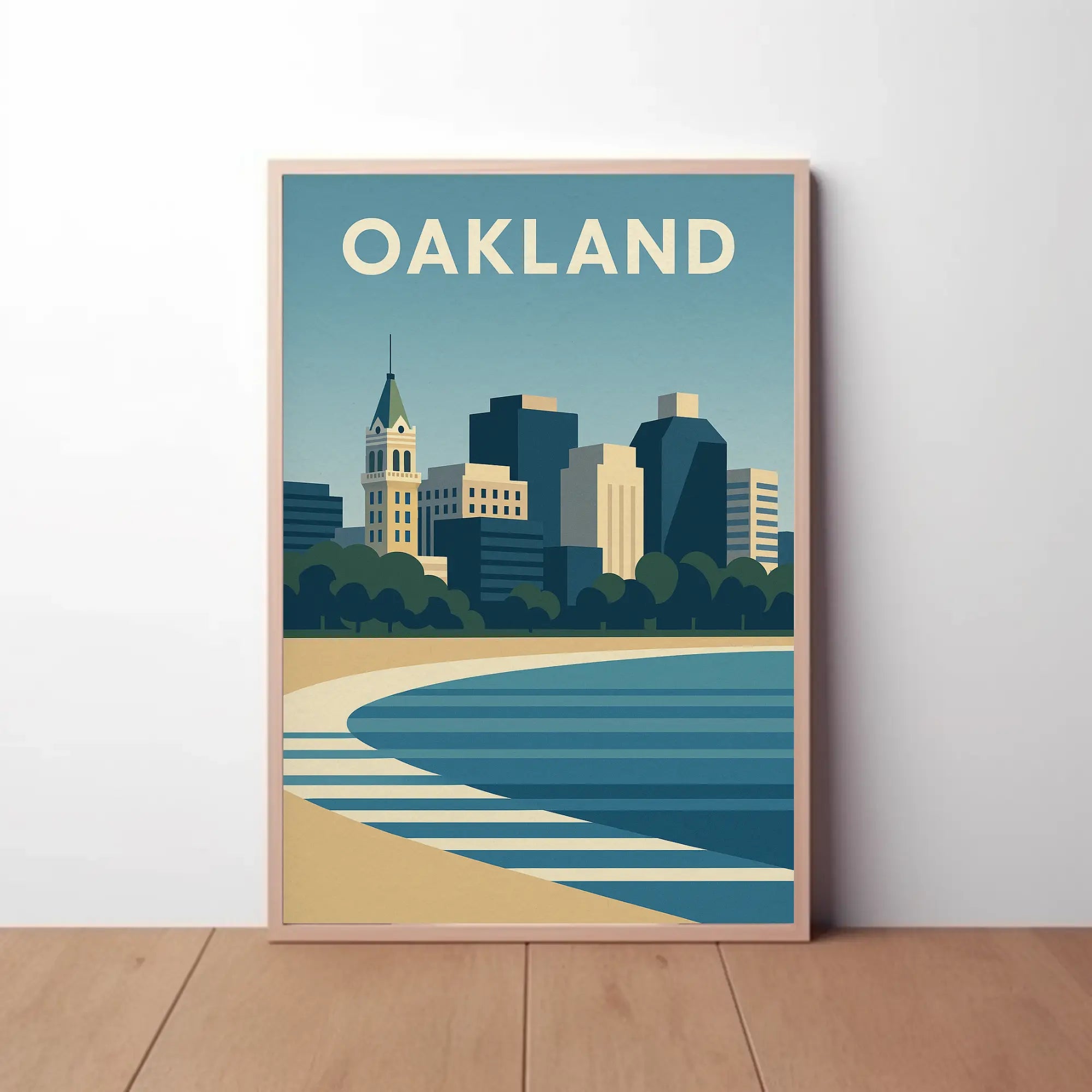 Oakland Skyline Minimalist Urban Landscape Travel Poster PosterGoat