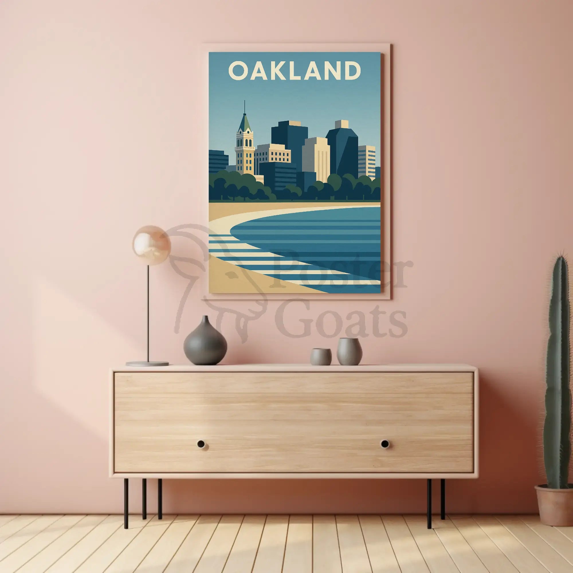 Oakland Skyline Minimalist Urban Landscape Travel Poster PosterGoat