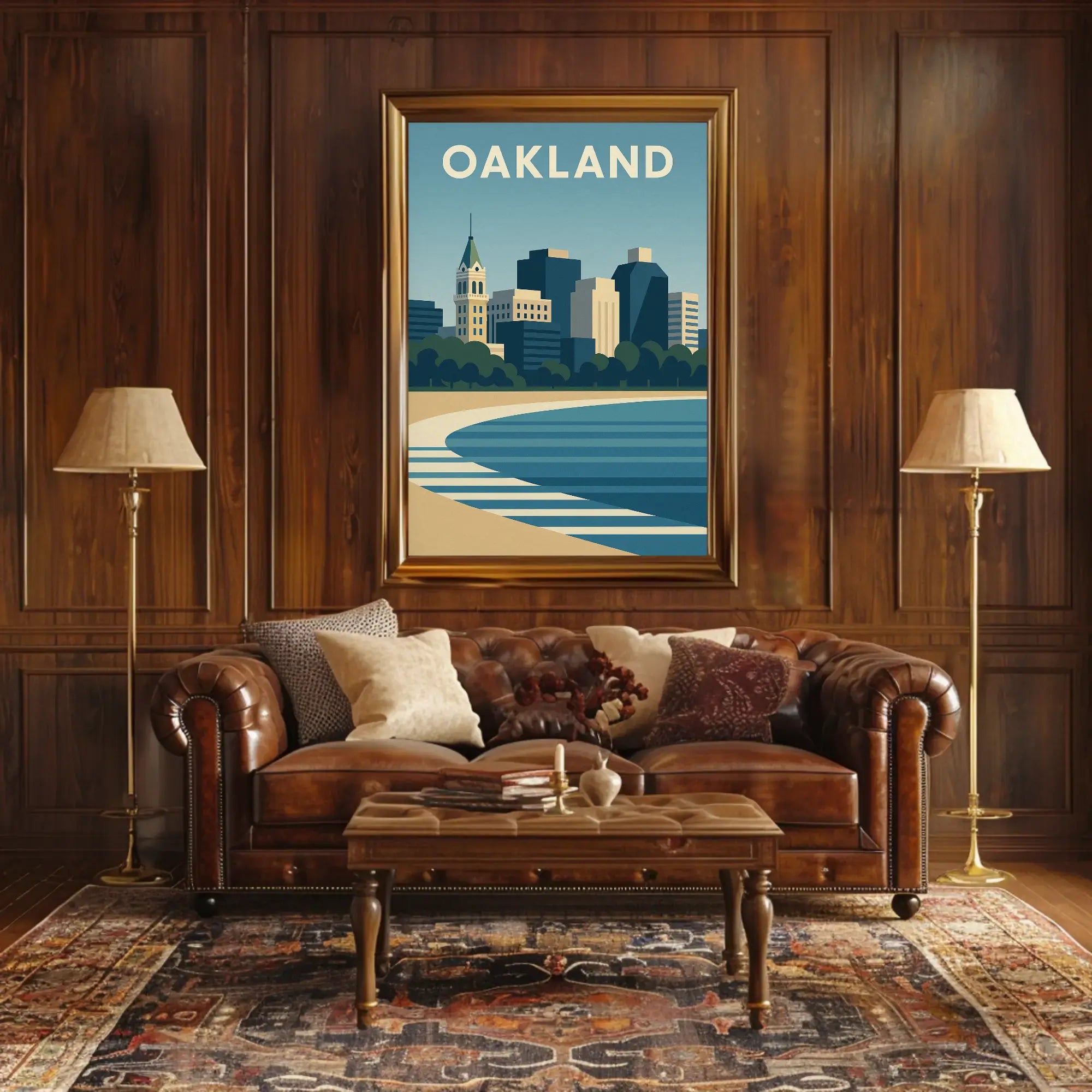 Oakland Skyline Minimalist Urban Landscape Travel Poster PosterGoat
