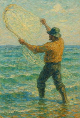 Ocean Fishing Serenity Impressionistic Artistic Poster PosterGoat
