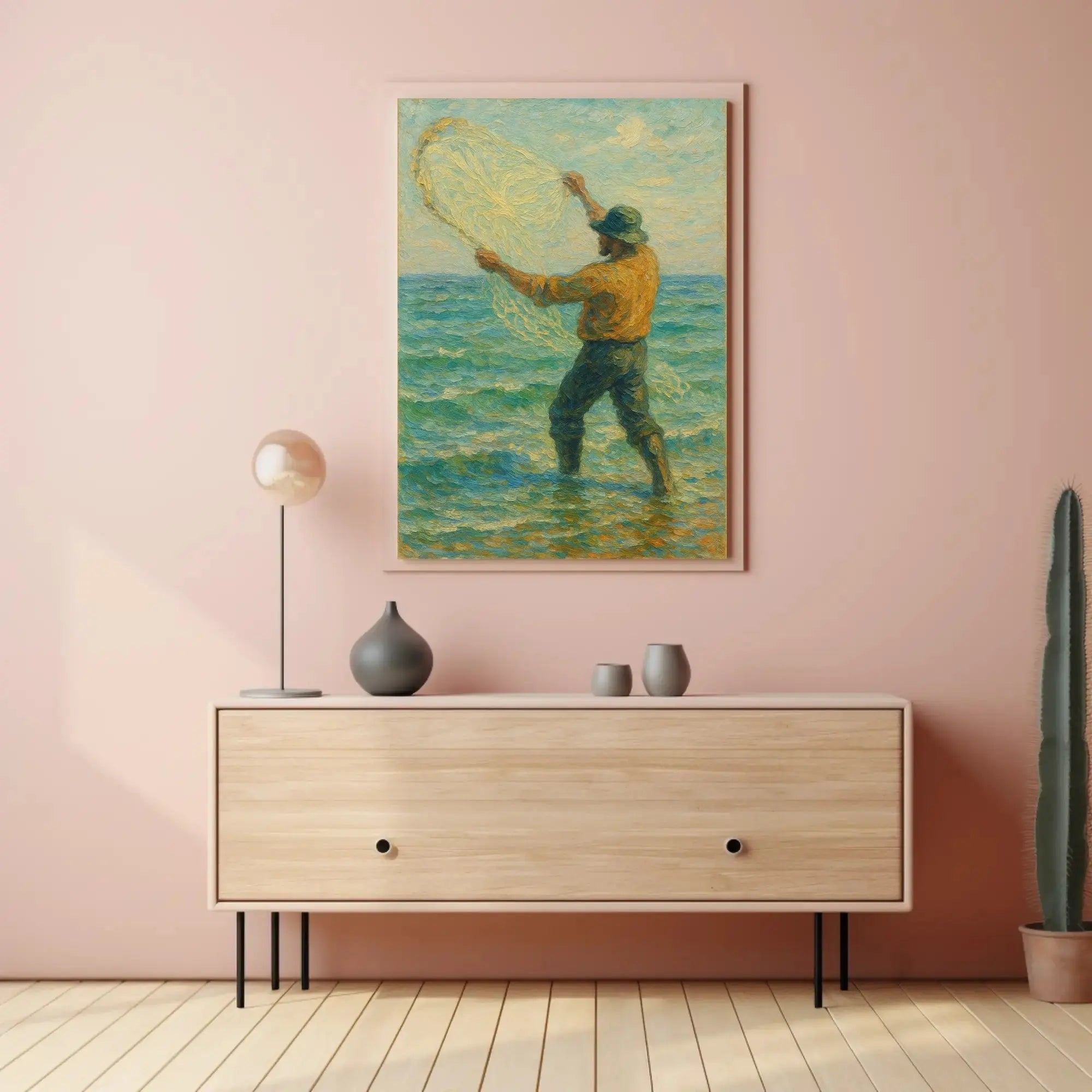 Ocean Fishing Serenity Impressionistic Artistic Poster PosterGoat