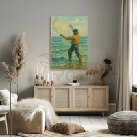 Ocean Fishing Serenity Impressionistic Artistic Poster PosterGoat
