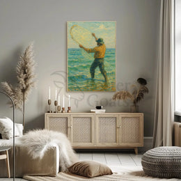 Ocean Fishing Serenity Impressionistic Artistic Poster PosterGoat