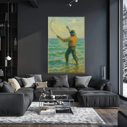 Ocean Fishing Serenity Impressionistic Artistic Poster PosterGoat