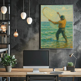 Ocean Fishing Serenity Impressionistic Artistic Poster PosterGoat
