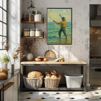 Ocean Fishing Serenity Impressionistic Artistic Poster PosterGoat