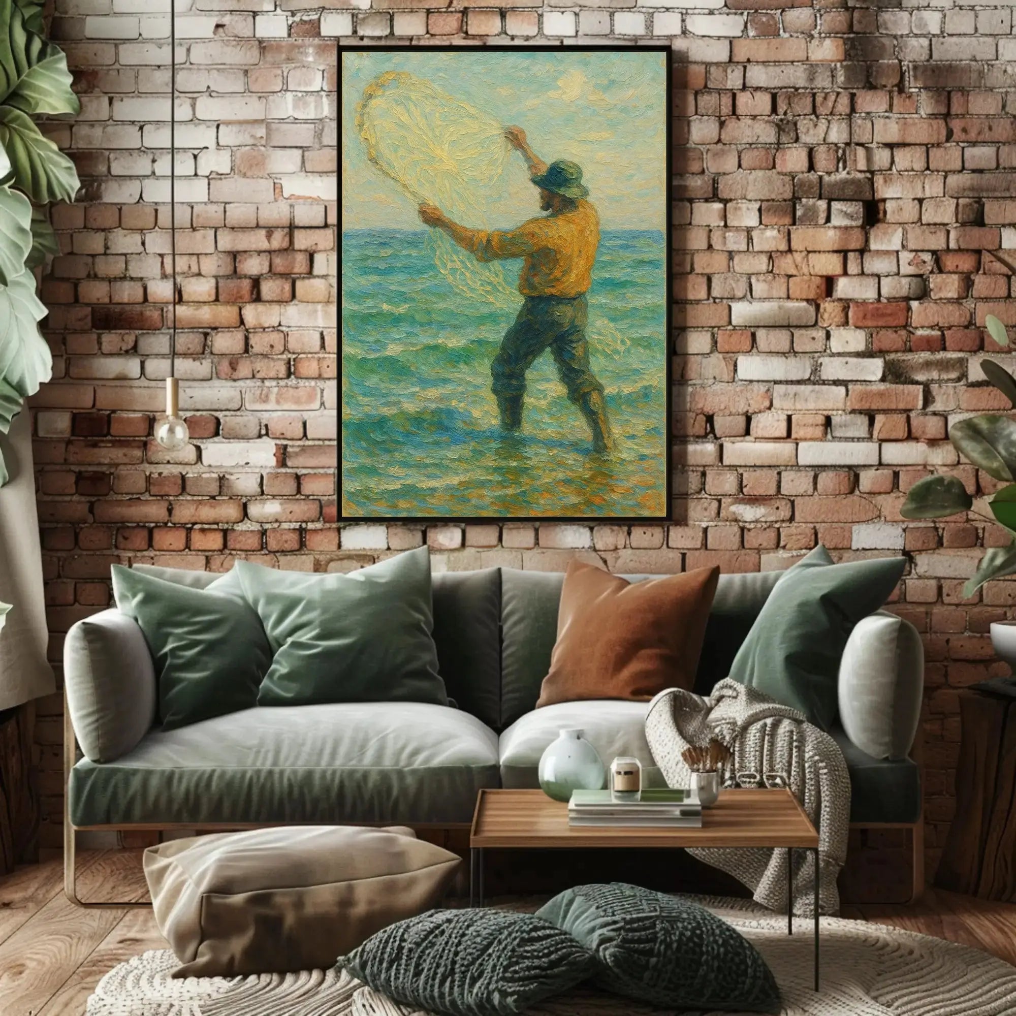 Ocean Fishing Serenity Impressionistic Artistic Poster PosterGoat