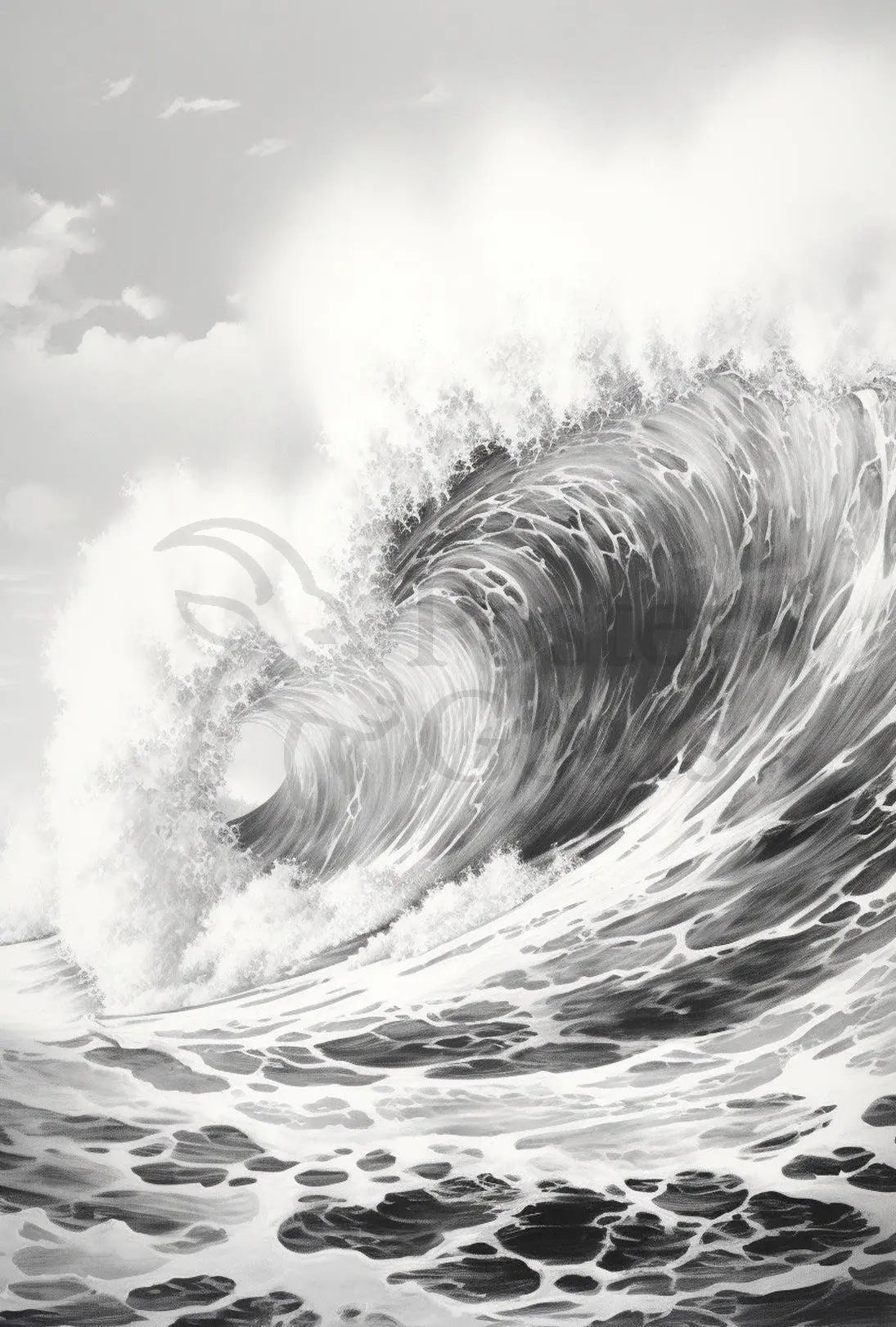 Ocean's Majesty: Dramatic Ocean Wave Art Poster PosterGoat