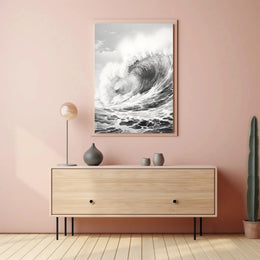 Ocean's Majesty: Dramatic Ocean Wave Art Poster PosterGoat