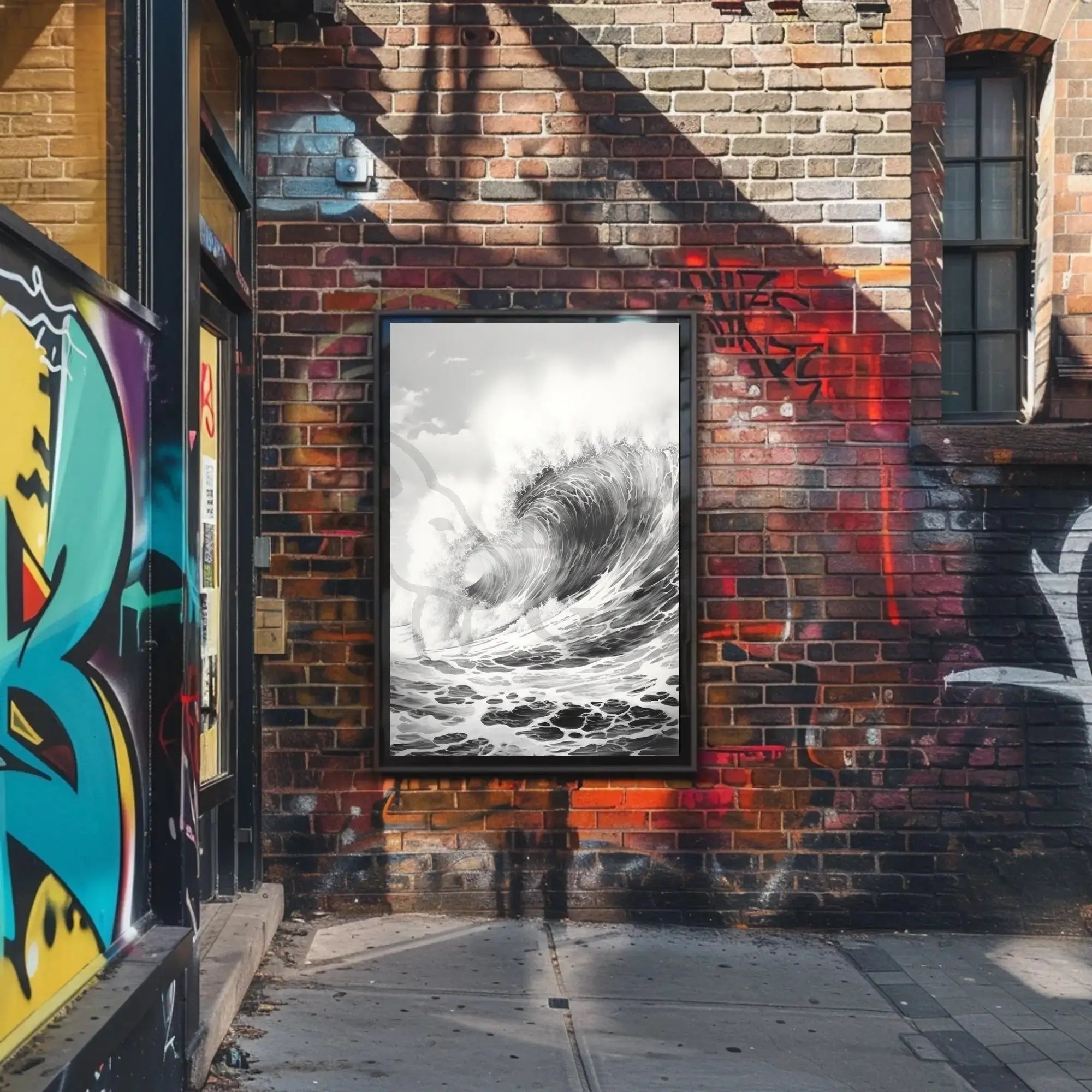 Ocean's Majesty: Dramatic Ocean Wave Art Poster PosterGoat