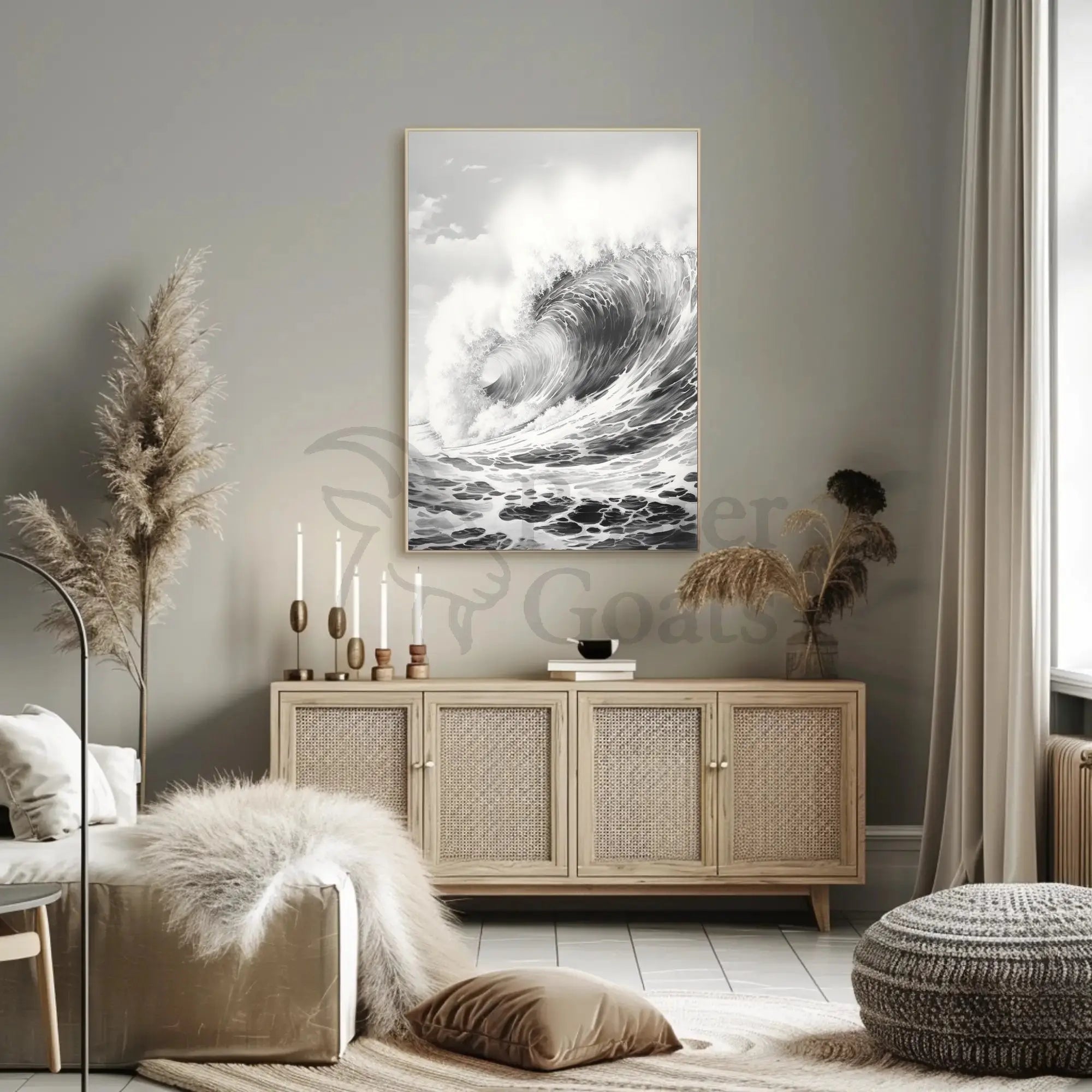 Ocean's Majesty: Dramatic Ocean Wave Art Poster PosterGoat