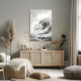 Ocean's Majesty: Dramatic Ocean Wave Art Poster PosterGoat