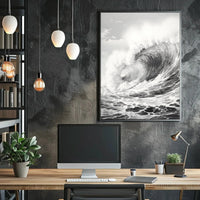 Ocean's Majesty: Dramatic Ocean Wave Art Poster PosterGoat