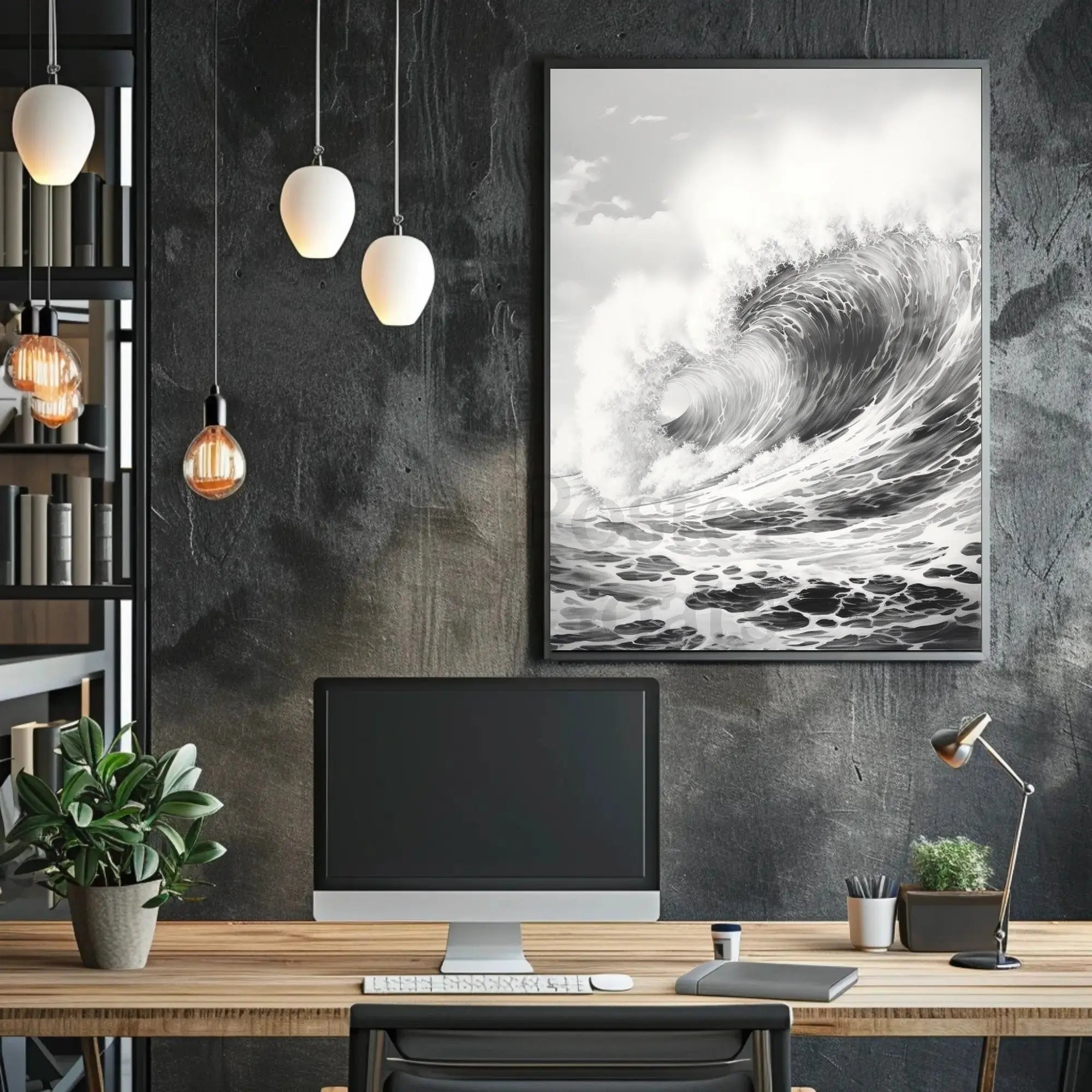 Ocean's Majesty: Dramatic Ocean Wave Art Poster PosterGoat