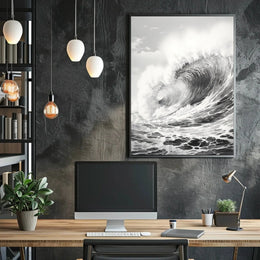 Ocean's Majesty: Dramatic Ocean Wave Art Poster PosterGoat