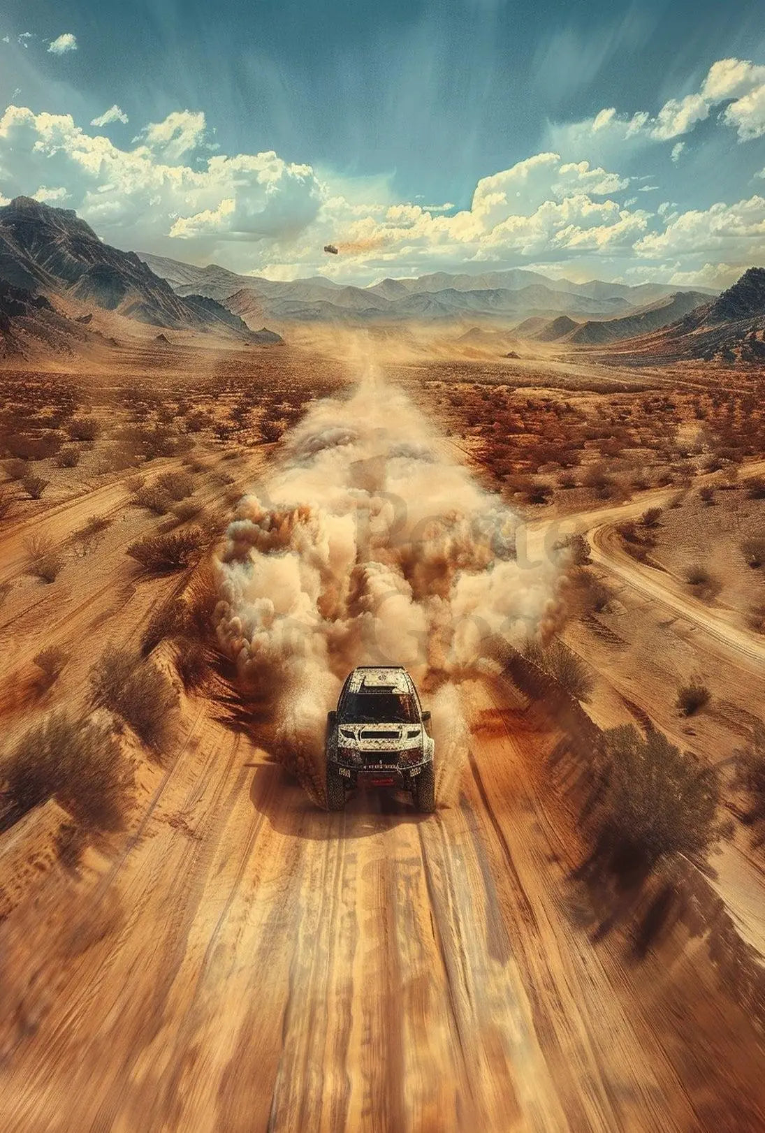 Off-Road Adventure in Desert Scene Sports Poster PosterGoat