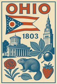 Ohio 1803 Vintage State Pride Cultural Heritage Poster PosterGoat
