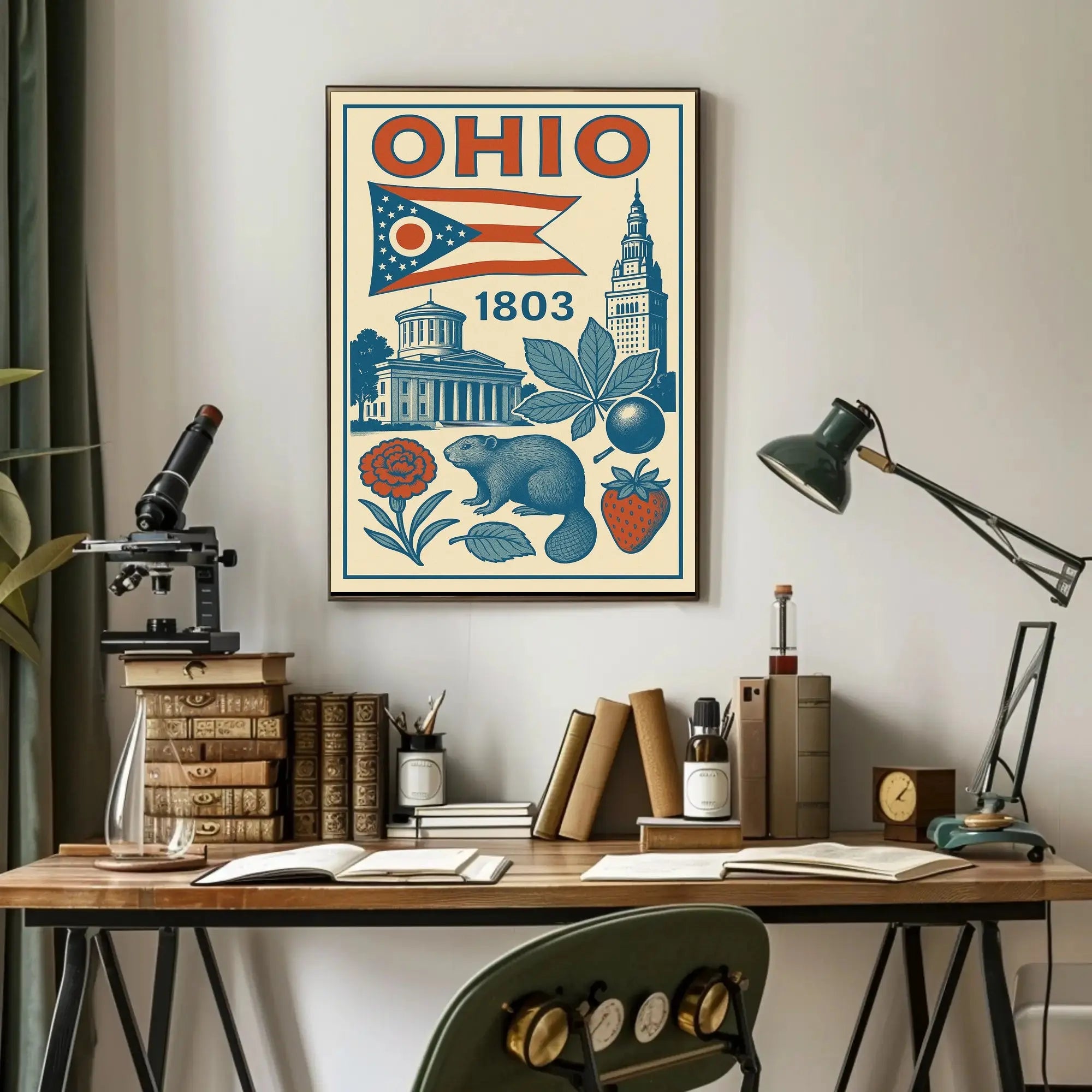 Ohio 1803 Vintage State Pride Cultural Heritage Poster PosterGoat